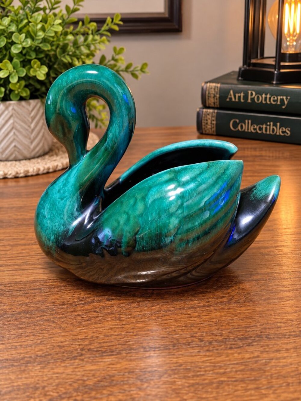 Vintage Blue Mountain Pottery Swan Planter Drip Glaze MCM - Picture 3 of 4